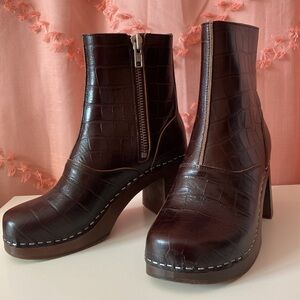 Swedish Hasbeens Brown Heeled Boots